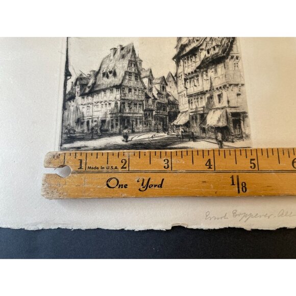 Ernst Zipperer Etching Of European Street Scene On Cream Paper - Picture 5 of 13